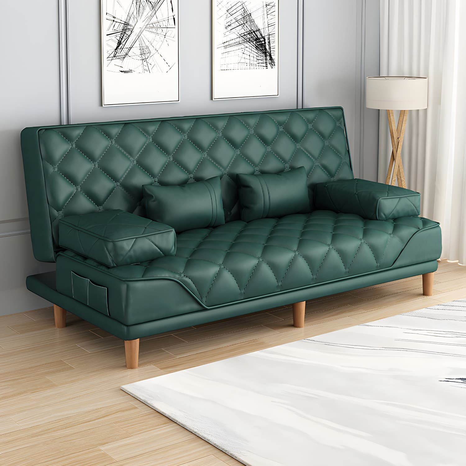 Contemporary Tight Back Convertible Sofa and Chaise with Pillow Top Arm