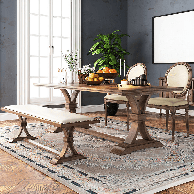 Old School Weathered Wood Rectangle Fixed Dining Table for 8/for 6/for 4 - image 3