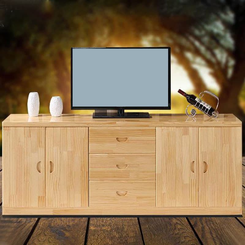 16" Wide Pine Wood Sideboard Table with Doors and Drawers for Living Room
