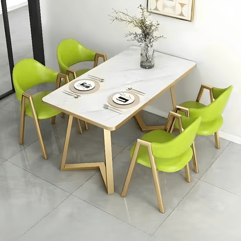 Dining Table Set in Luxurious Style with Recycled Wood Top and Sleighing Base - image 3
