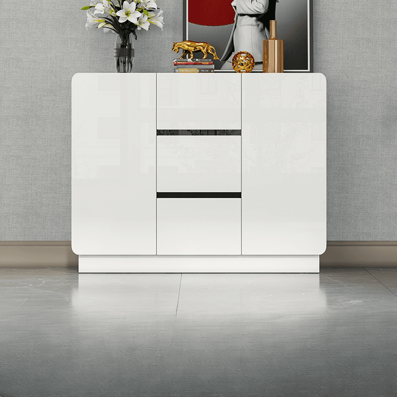 White Trendy Kitchen Storage with 3 Drawers, Standard/Narrow Size, Lumber Countertop, Variable Shelf, and Multiple Doors Options - image 6