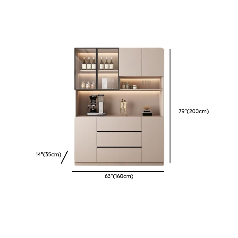 Wide/Standard/Narrow Modern Timber 3 Drawers 2 Shelves/3 Shelves/1 Shelf Glass Doors Pantry Hutch Sideboard - image 21