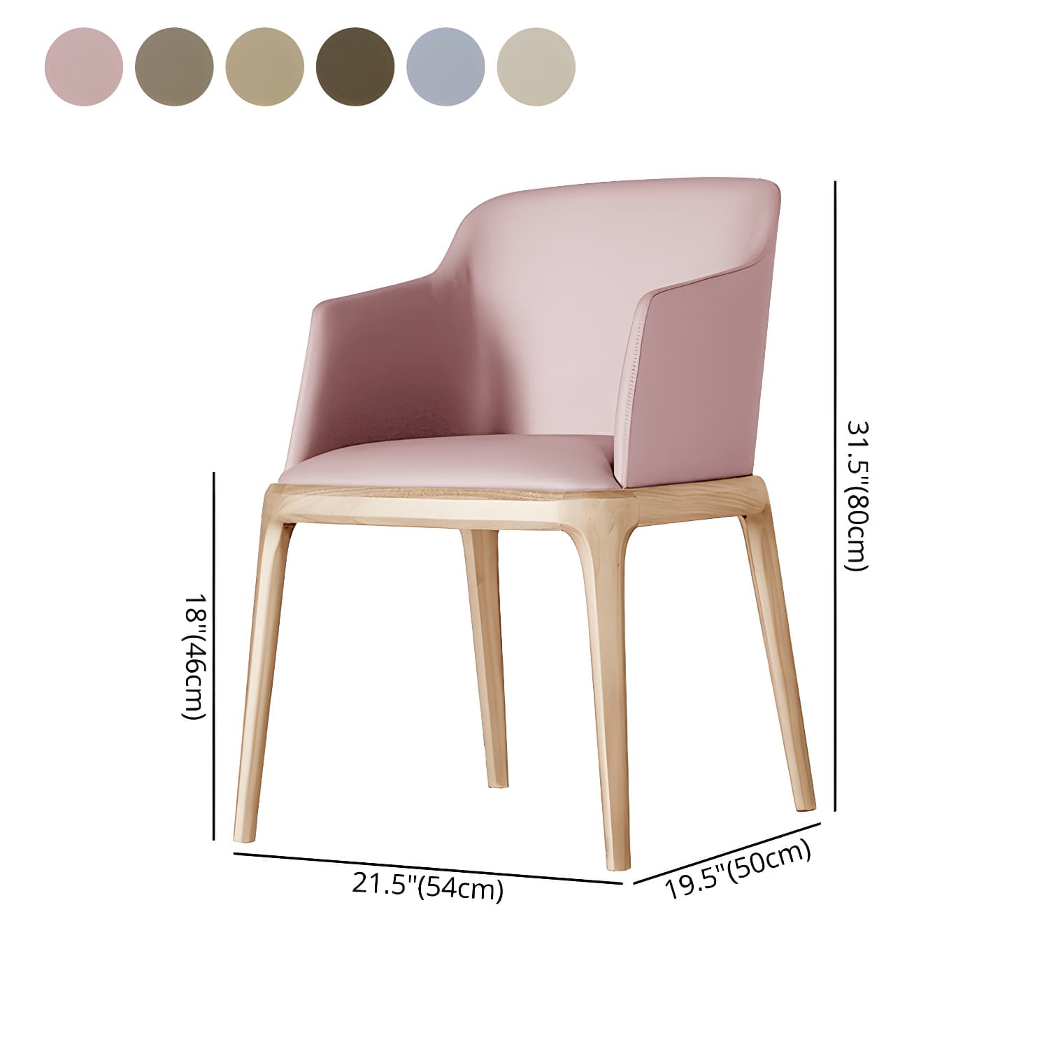 Scandinavian Leather Hotel Arm Chair Matte Finish Solid Back Dining Chair (Set of 2) - image 14