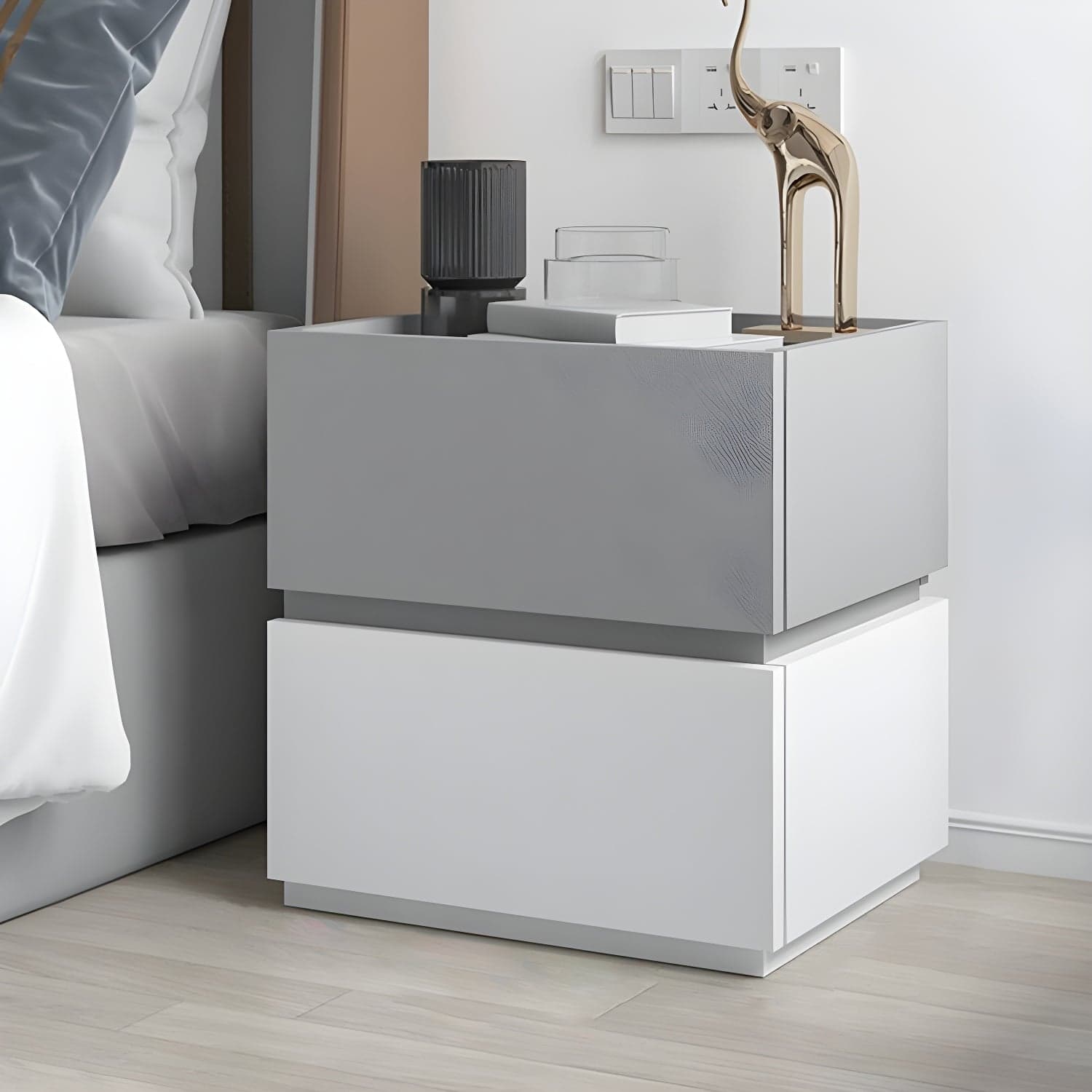 19.1" Tall 2 - Drawer Nightstand Wooden Accent Table Nightstand for Bedroom - image 15