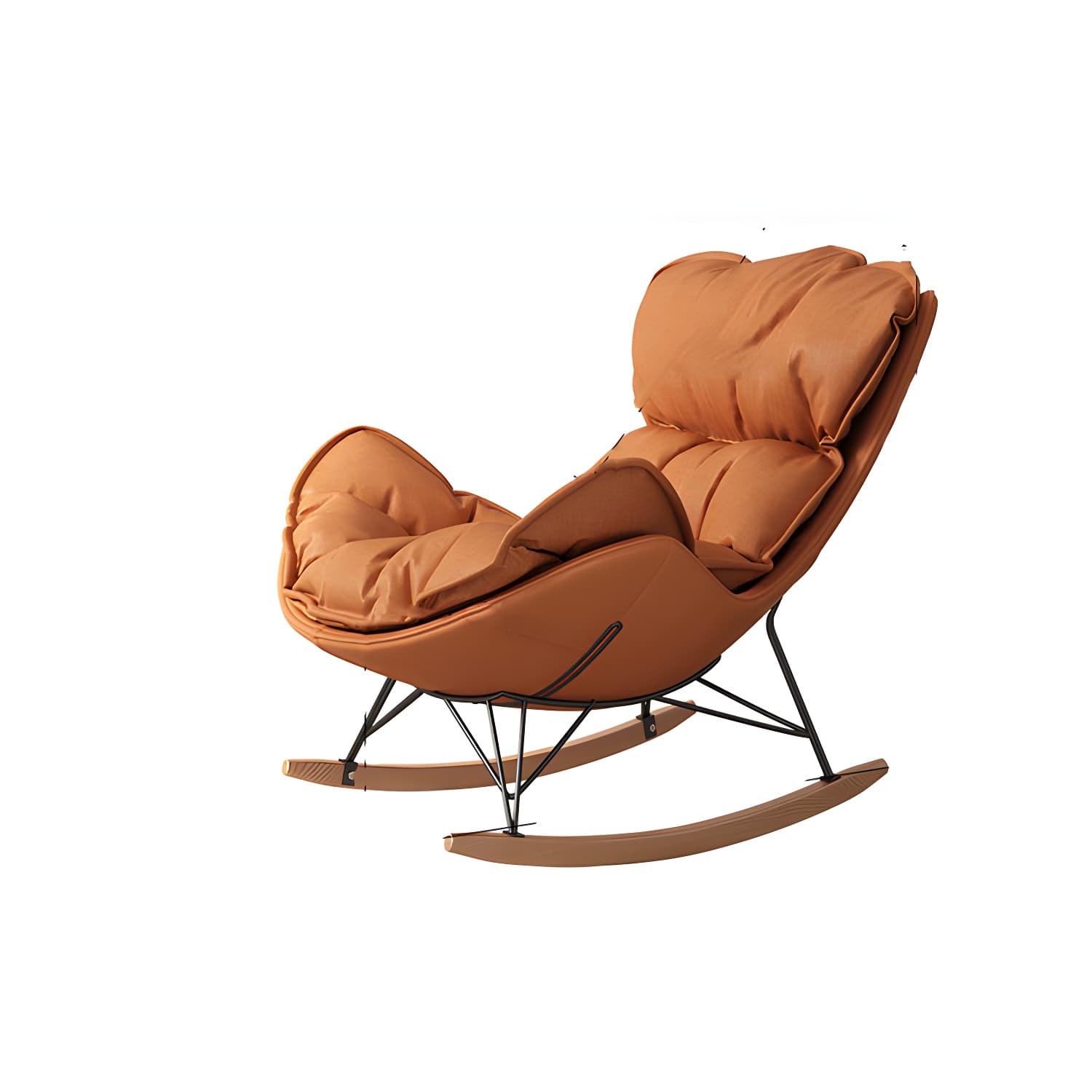 Modern Metal Indoor Rocking Chair with Upholstered Seat - Armless Design for Comfortable Seating - image 8