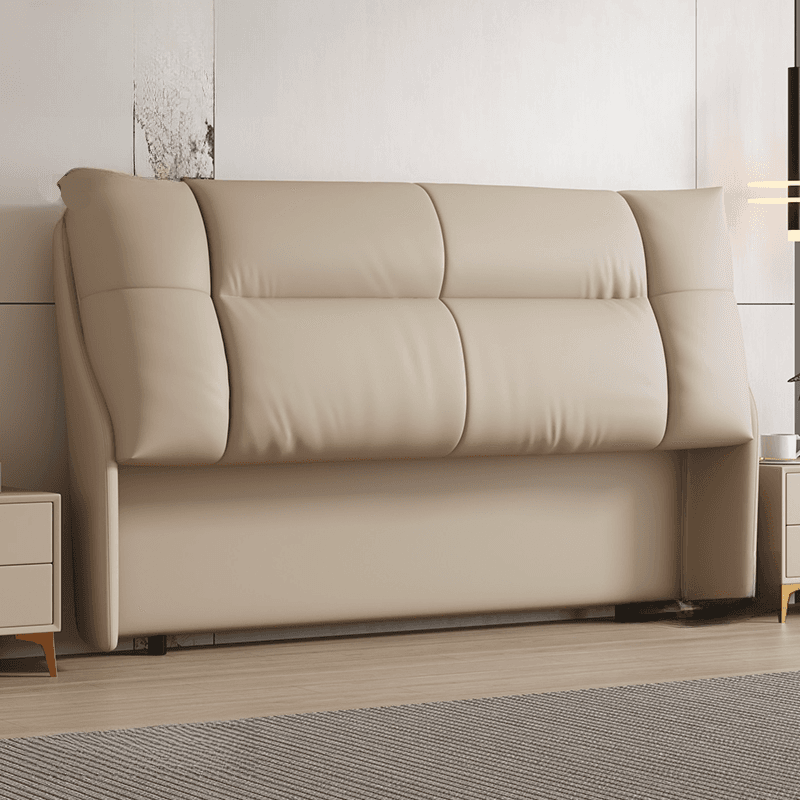 Trendy Panel Headboard in Natural Wood with No Distressing, Rectangle Shape for King/Queen/Full Bed, Cotton Upholstery Fill, Standard Height