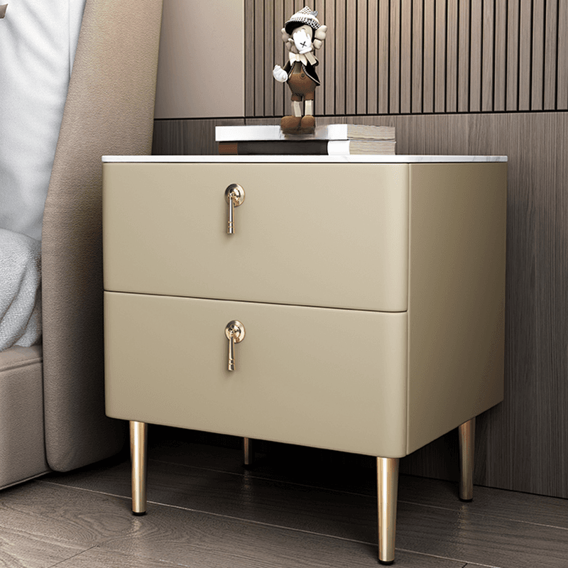 Minimalist 2-Drawer Stone Countertop Bedside Cabinet with Legs - image 9