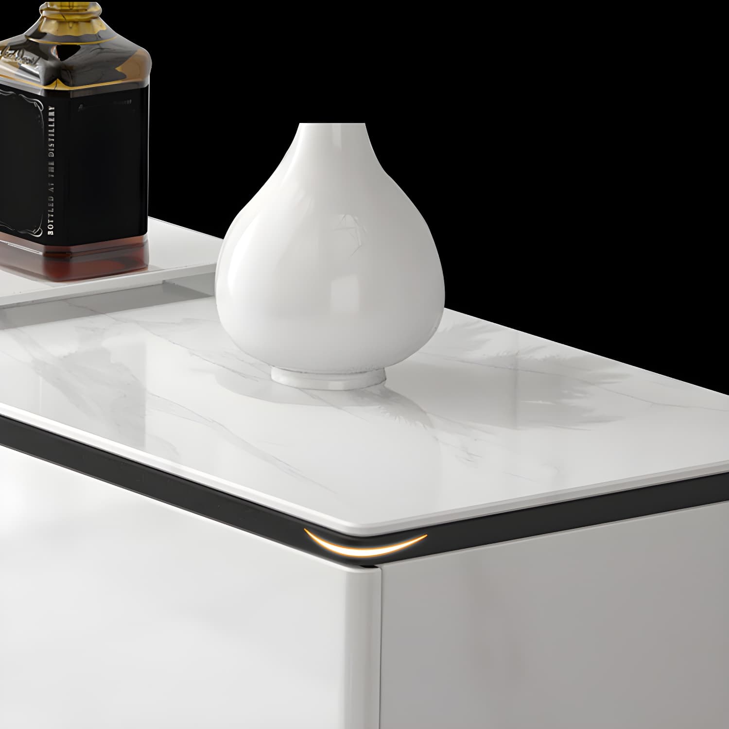 Modern White Sideboard with Glass Countertop, Cabinets, and Drawers - image 8