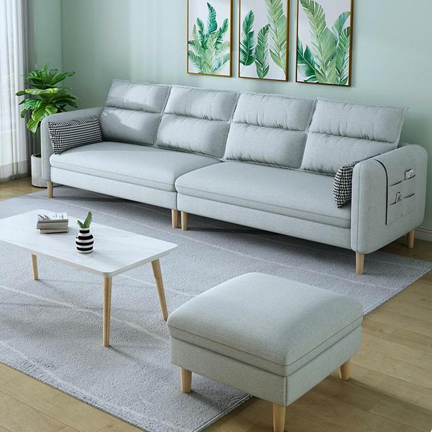Modern Square Arm Storage Sofas with Loose Back and Ottoman for Living Room - image 12