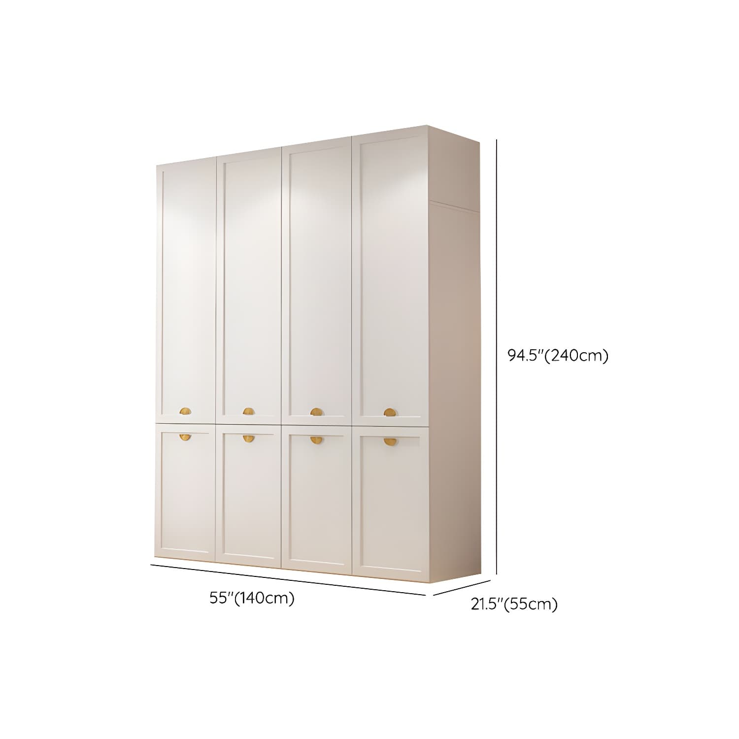 Modern Solid Color Shelves Hinged Doors Cloth Rod Included Cabinet in Beige - image 28