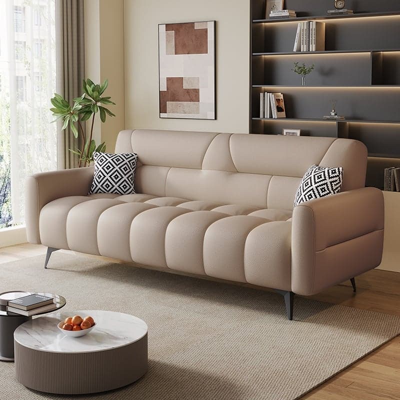 Trendy Solid Color Scratch-immune Standard Sofa in Light Gray/Cerulean/Light Green with Arm, 4-seater/Seats 3, and 2 Pillows - image 5