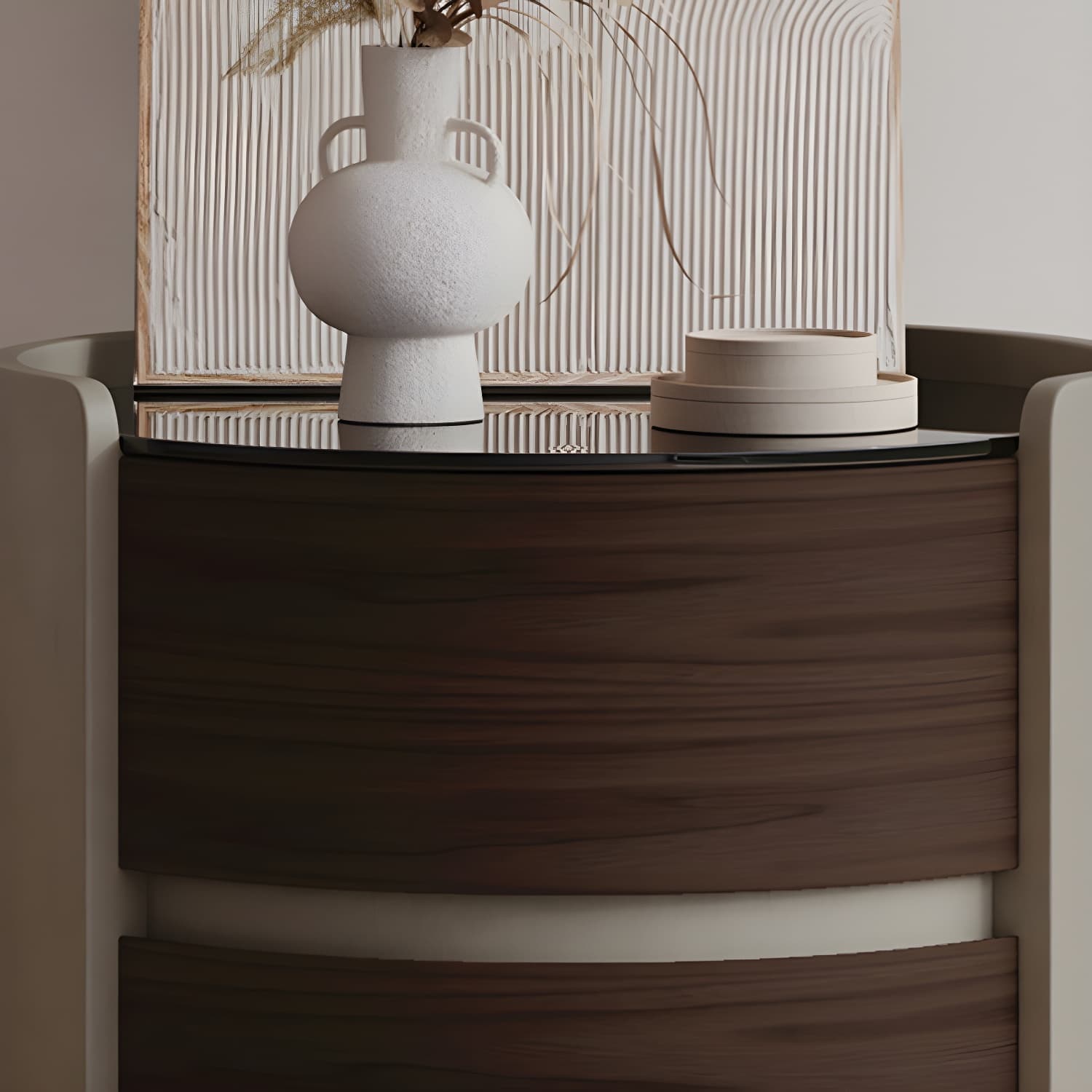 2 Drawers Contemporary Bedside Cabinet Antique Finish Nightstand - image 7