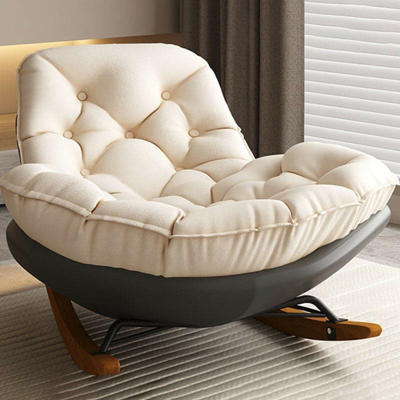 Cotton Upholstered Indoor Rocking Chair with Solid Wood Legs, Compact Design for Small Spaces - image 3