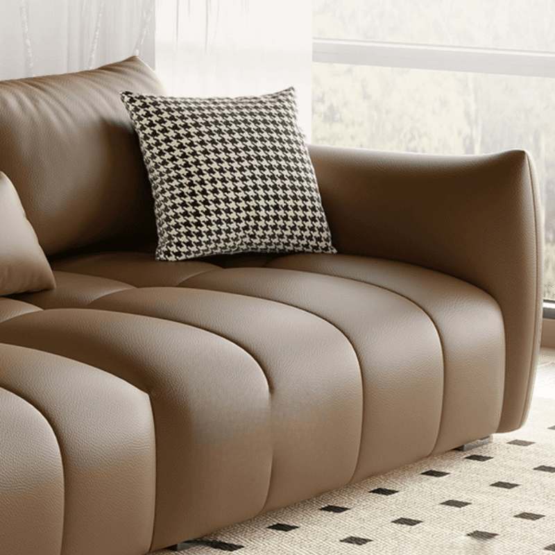 Contemporary Modern Solid Color Standard Sofa in Gray/Amber Color/Off-White for 3 with 3 Pillows - image 14