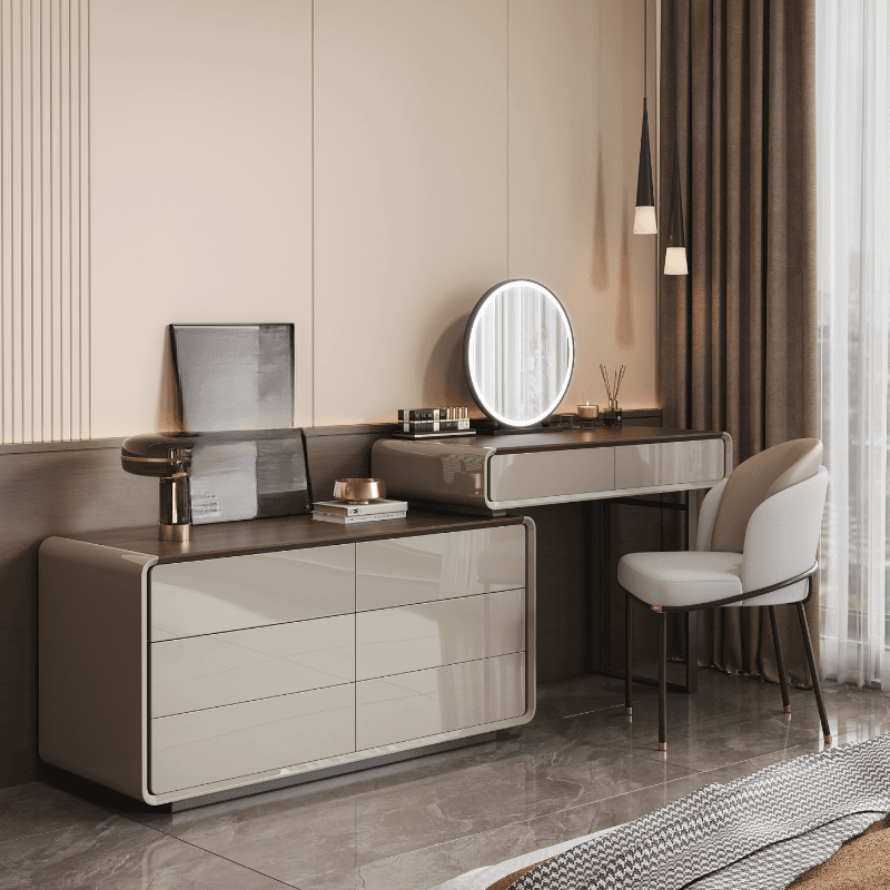 Multi-Purpose Vanity Set with Lighting, Scalable Telescopic Design, Push-Pull 2-in-1 Vanity, Adjustable Touch and Brightness