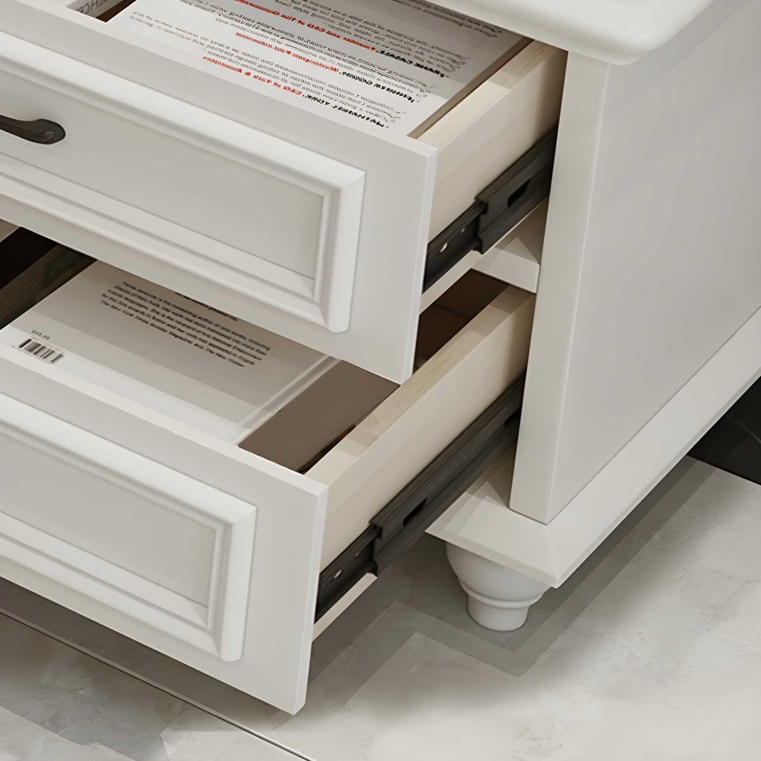 Modern Wood TV Stand with Drawers, Shelves, and Legs - Low Height - Cable Management - image 8