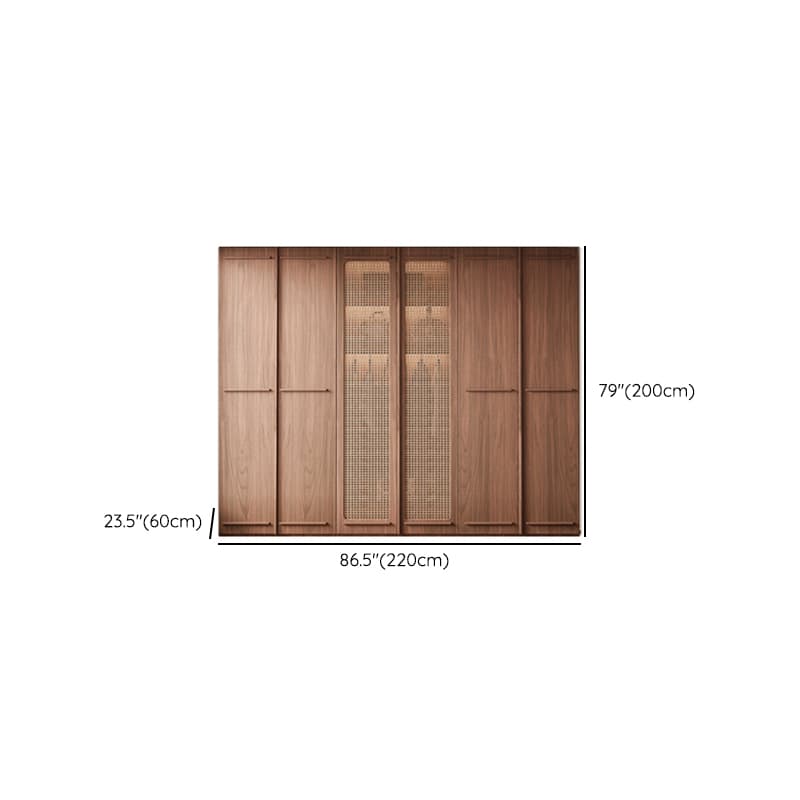 Simplistic Wood Color Timber Wardrobe Closet with Soft Close Door, Interior Shelves, and Hanging Rod - image 11