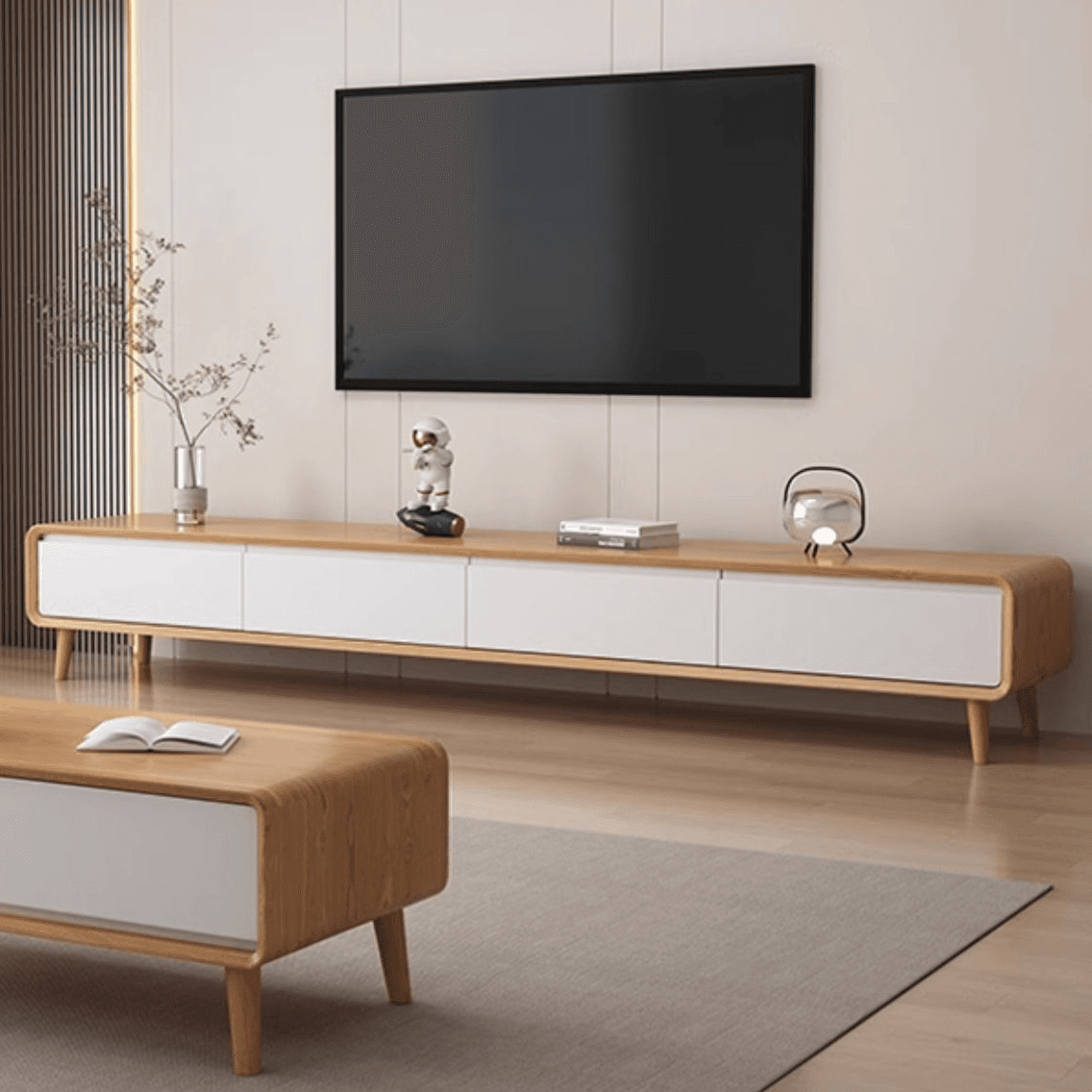 Art Deco Timber Rectangular TV Stand for Drawing Room with 4 Drawers for Home - image 12
