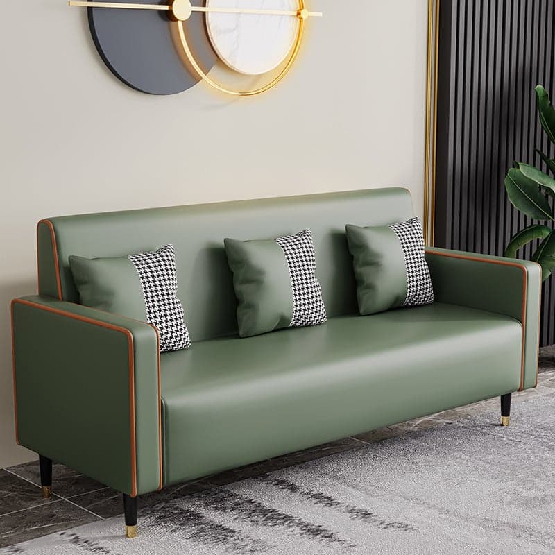 Casual Solid Color Water Resistant Sofa Couch in Grey/Cream/Citrus Color for 3 Person with Square Arm and 3 Pillows - image 4