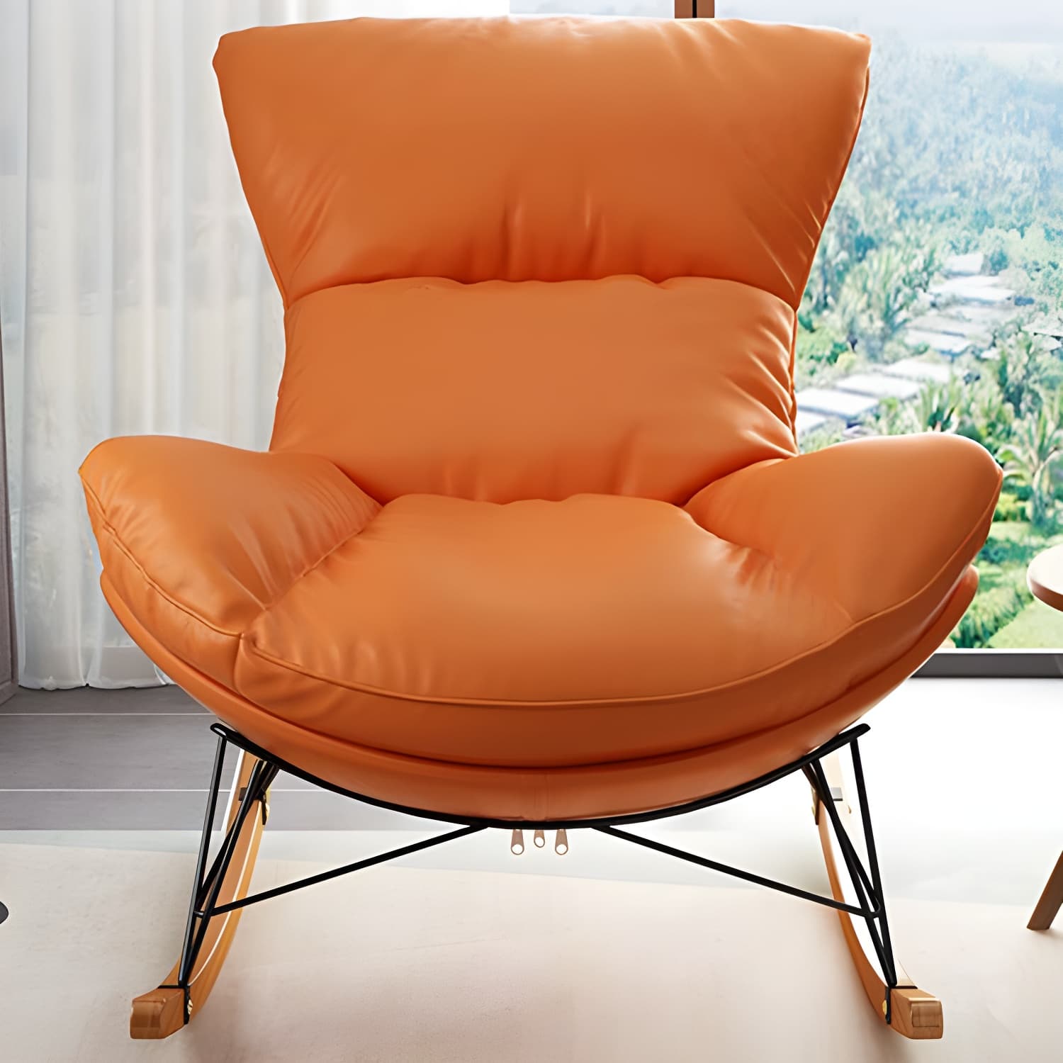 Modern Upholstered Rocker Chair Metal Frame Dirt Resistant Spindle Rocker Chair - image 13