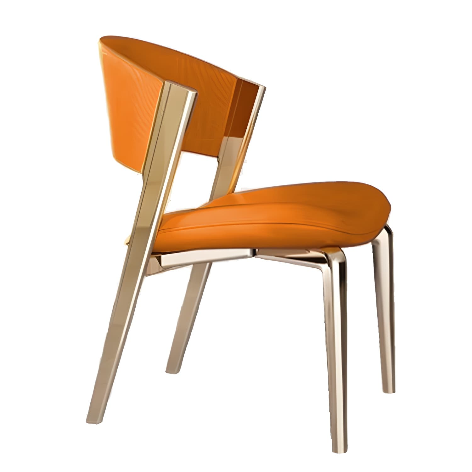 Glam Faux Leather Side Chair with Brass/Gold Legs and Open Back for Kitchen & Dining - image 6