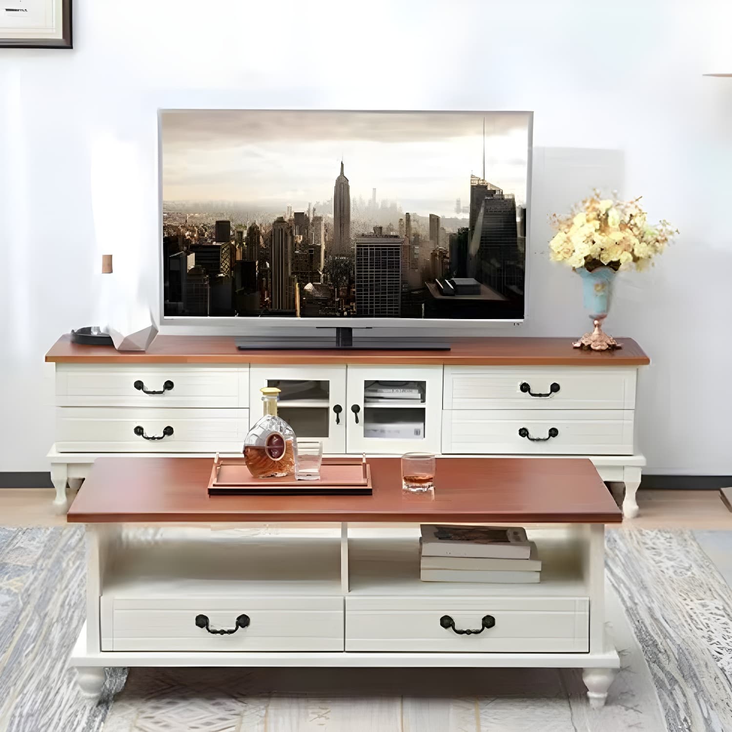 Traditional Solid Wood TV Stand 4-Drawer 19.7" H TV Console with Cabinet - image 12