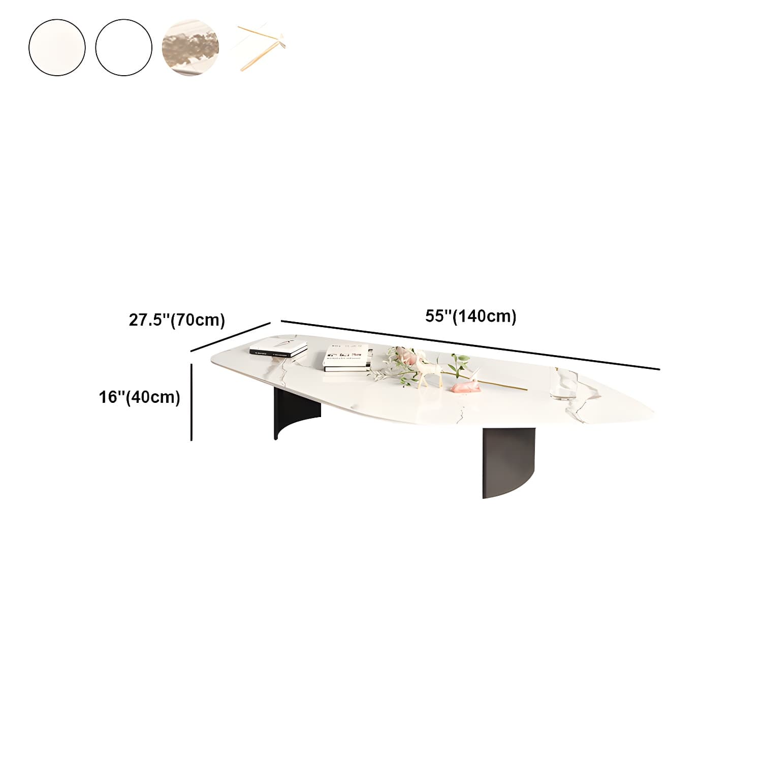 15.74" Tall 1 Single Stone Top Cocktail Table Geometric Coffee Table - image 10