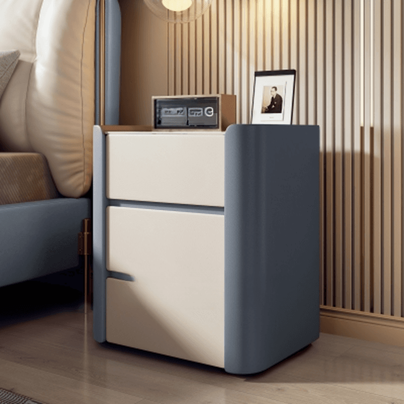 Organic Modern Stone Countertop Bedside Cabinet Nightstand with 3 Drawers