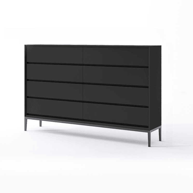 Trendy Raw Wood Console Dresser, Horizontal with 8 Drawers
