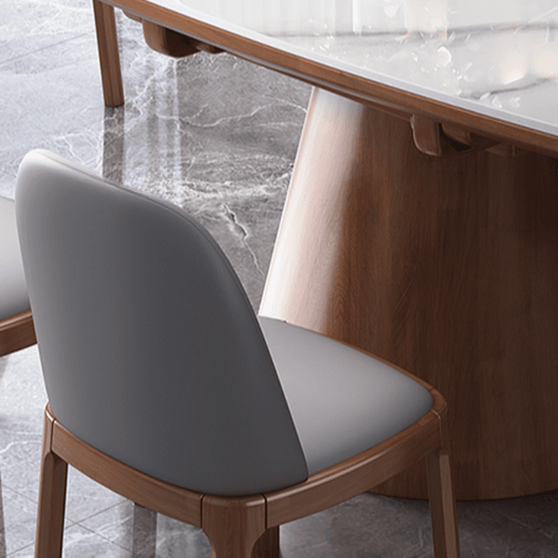 Dining Table Set with Extension Feature and Slate Stone Top, Seats 6/4 People, Variable-sized - image 4