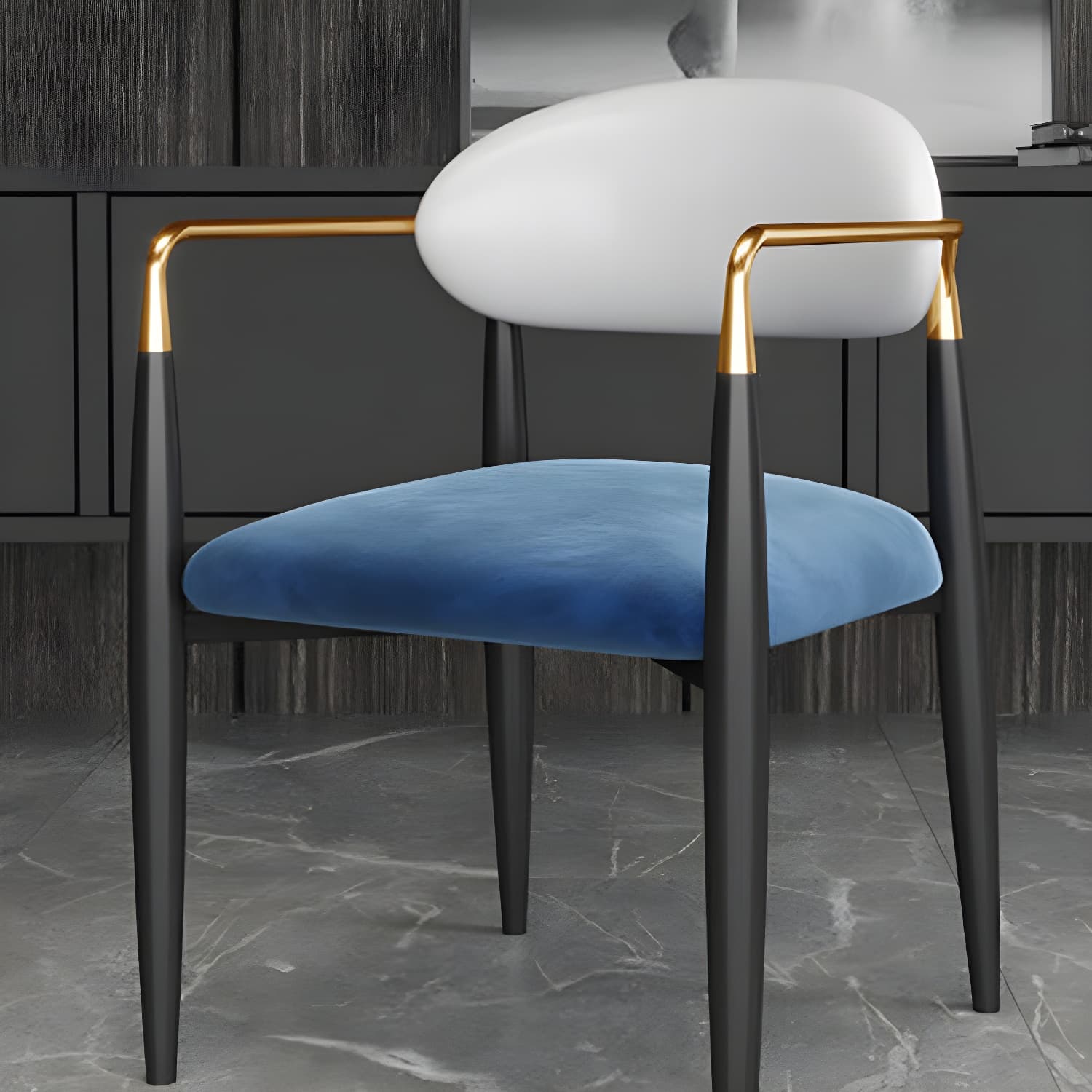 Upholstered Dining Chair Glam Style Open Back Dining Armchair for Indoor - image 18