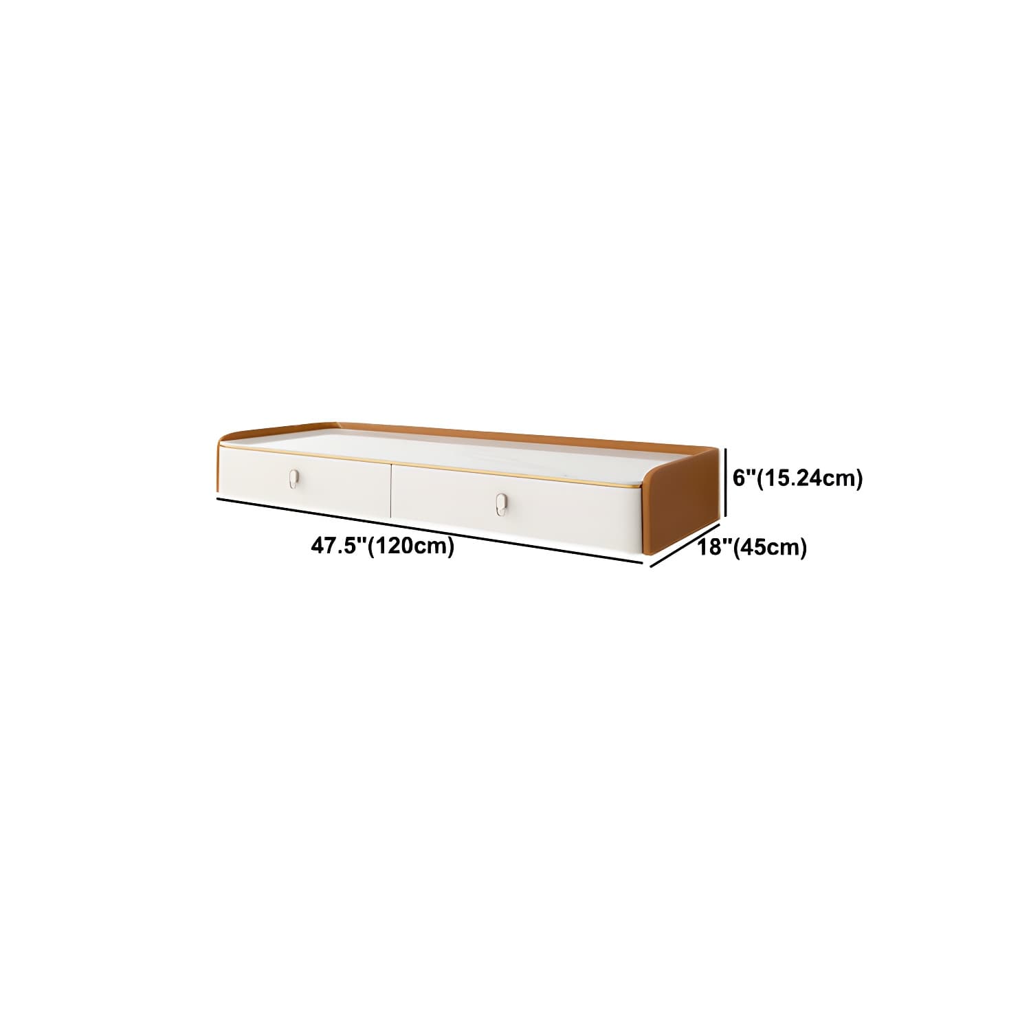 Glam Style Off-white Slate Countertop Wall Mounted with 1/2 Drawer Dresser - image 18