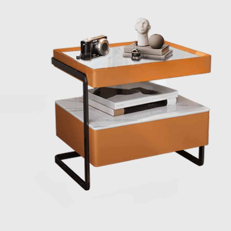 Modish Open Nightstand with 1 Drawer and Stone Countertop - image 7
