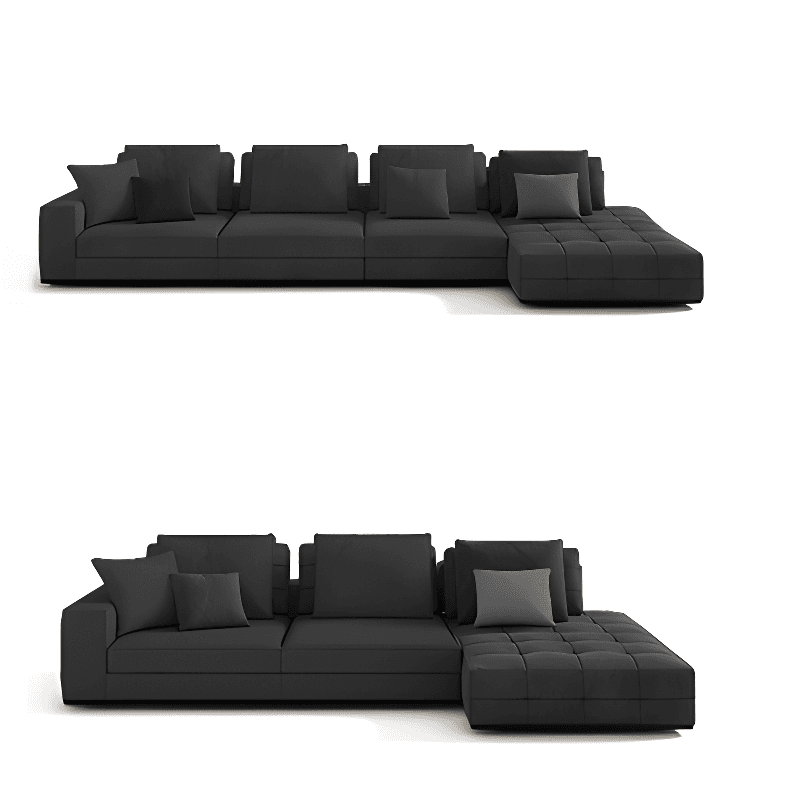L-Shape Dark Upholstery Corner Sectional, Seats 5 with Button-tufted Design - image 3