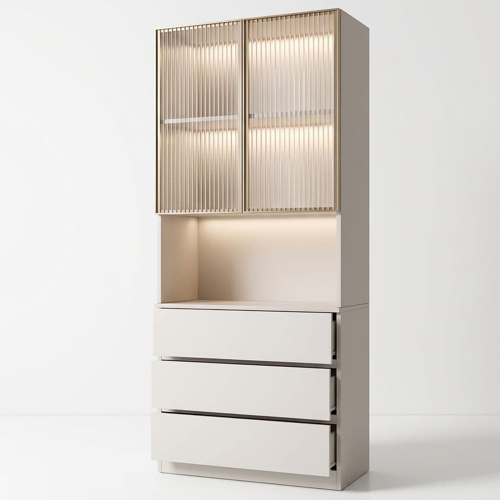 Trendy Sideboard with 3 Drawers, Cupboard, Wide/Standard/Narrow Sizes, 2/1 Shelves, Cabinets, and Glass-panel Door - image 46