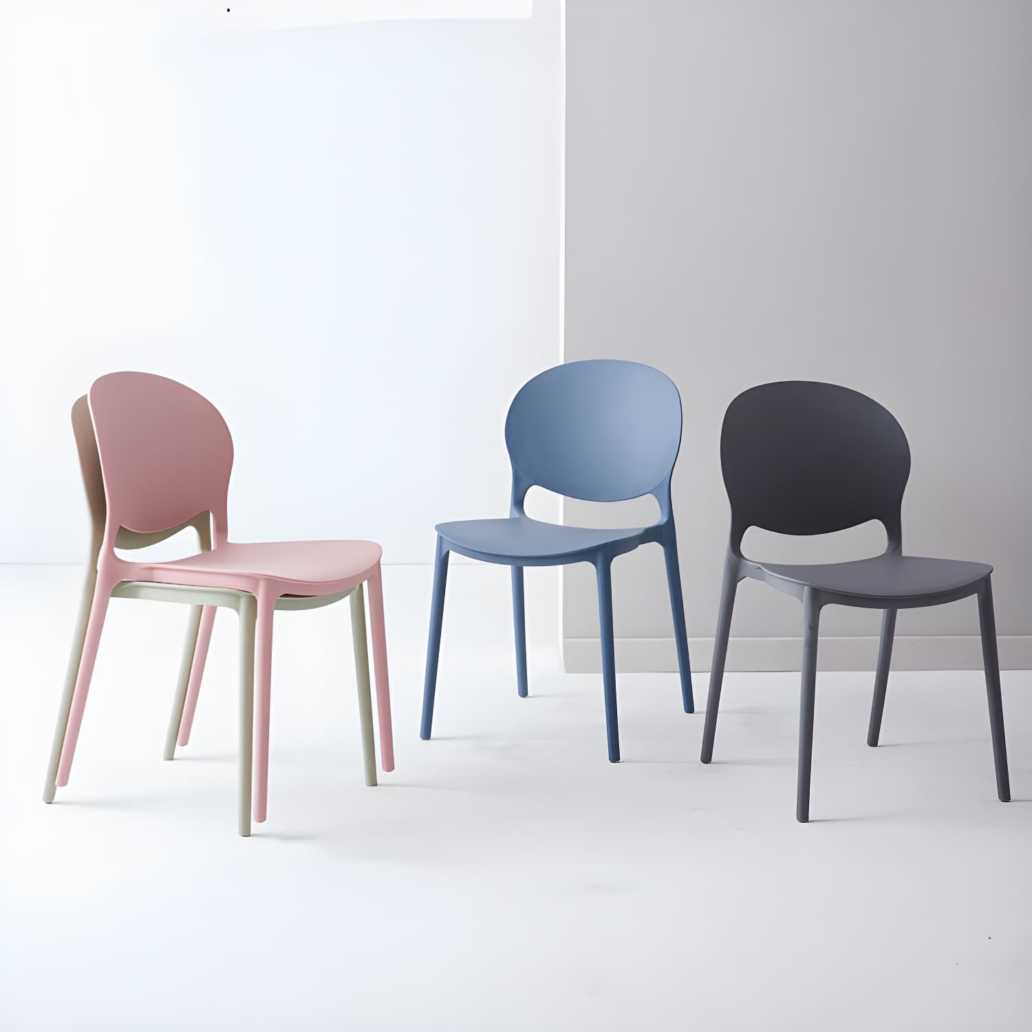 Modern Style Stackable Plastic Chair Open Back Dining Side Chair (Set of 4) - image 13