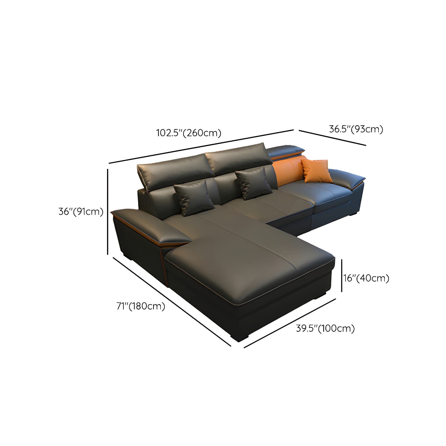 Modern Gray Tech Cloth Sectional Sofa with Pillow Top Arms and Cushion Back - image 13
