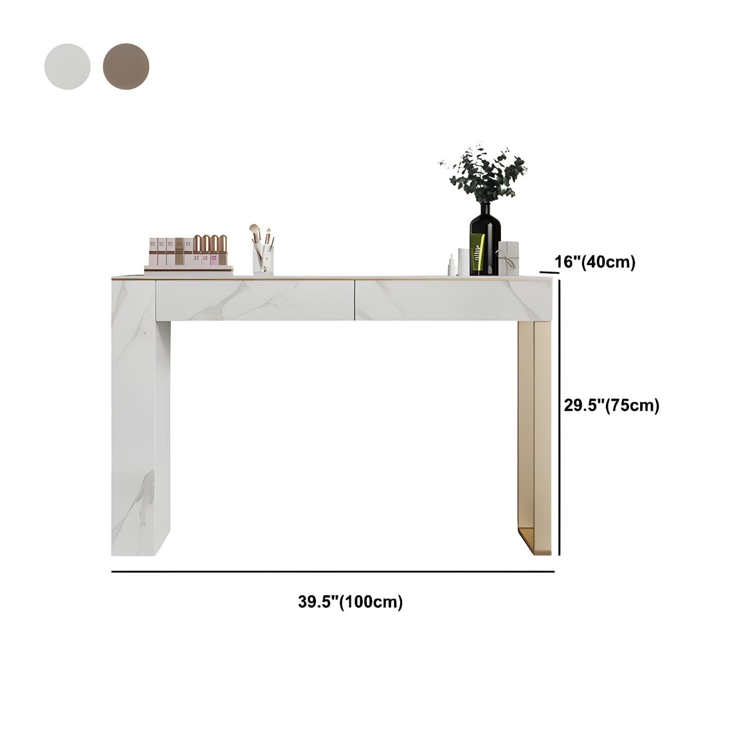 Two Piece Luxurious Vanity Set Stainless Steel and Stone Dresser - image 14