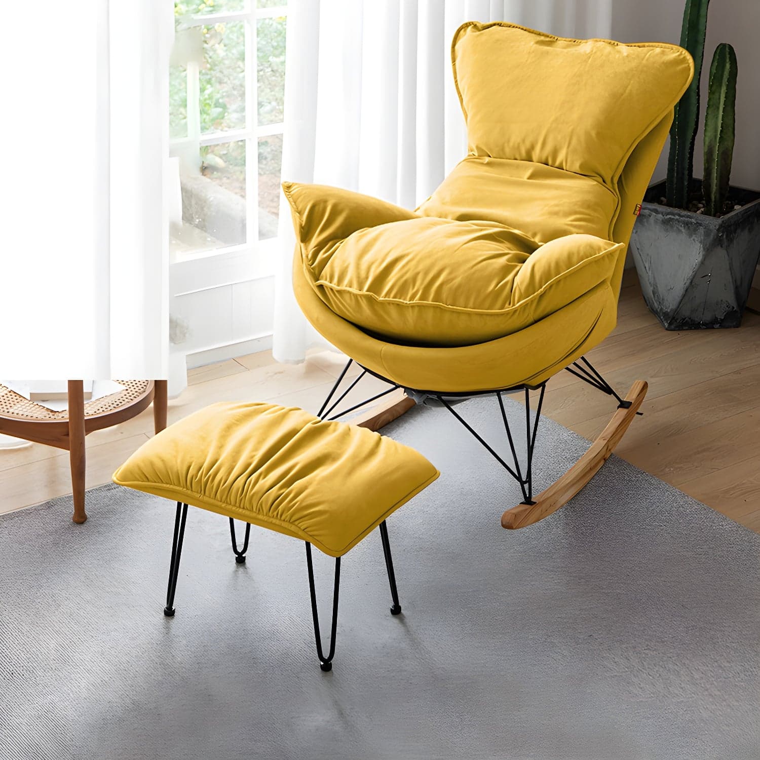 Modern Rocking Chair Solid Wood Rocker Chair with Light Legs - image 9