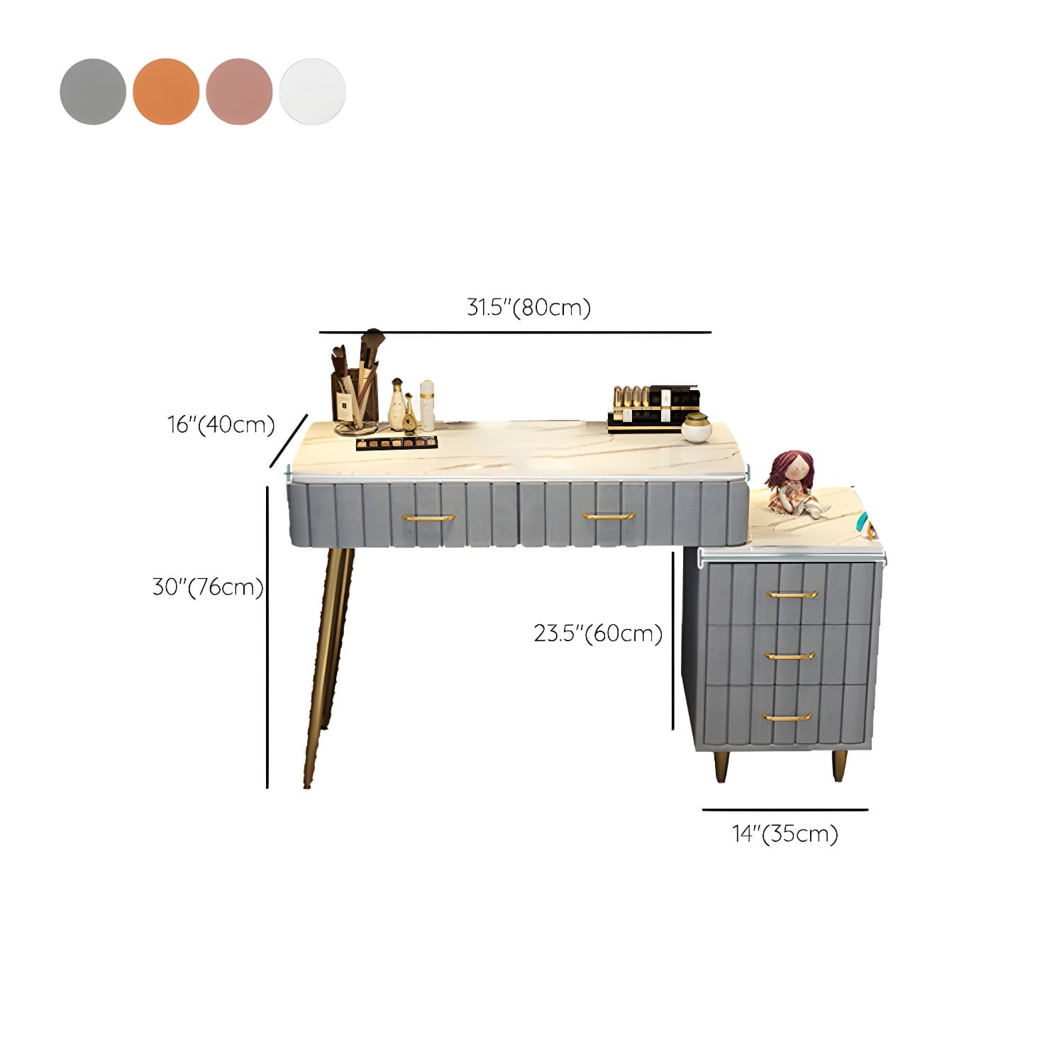 Wooden Makeup Vanity Storage Box Vanity Dressing Table for Bedroom - image 16