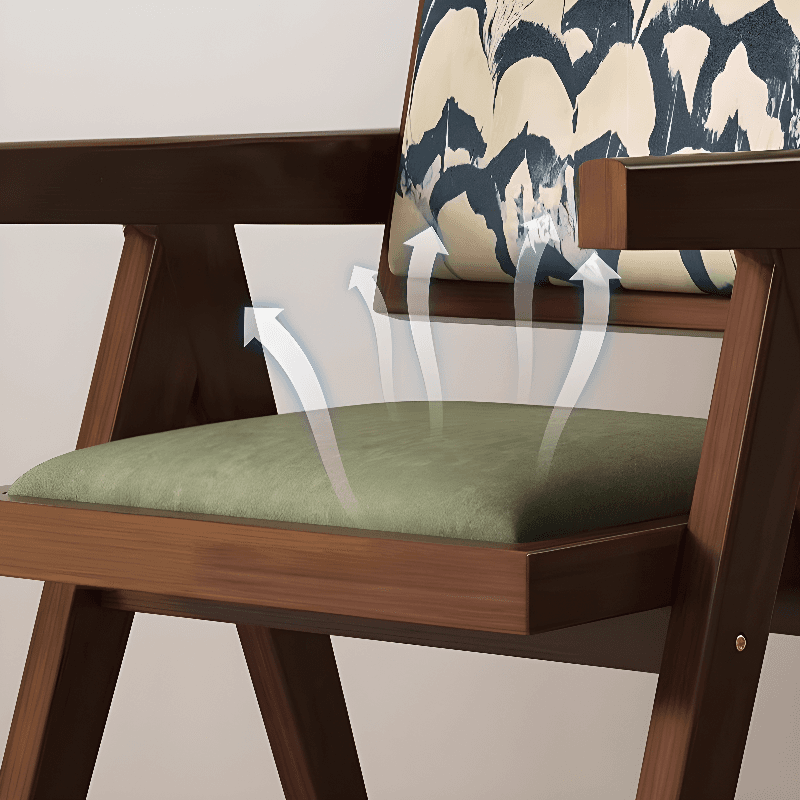 Modish Arm Chair with Ventilated Back, Padded Upholstery, Arms, and Natural Wood Legs - image 6