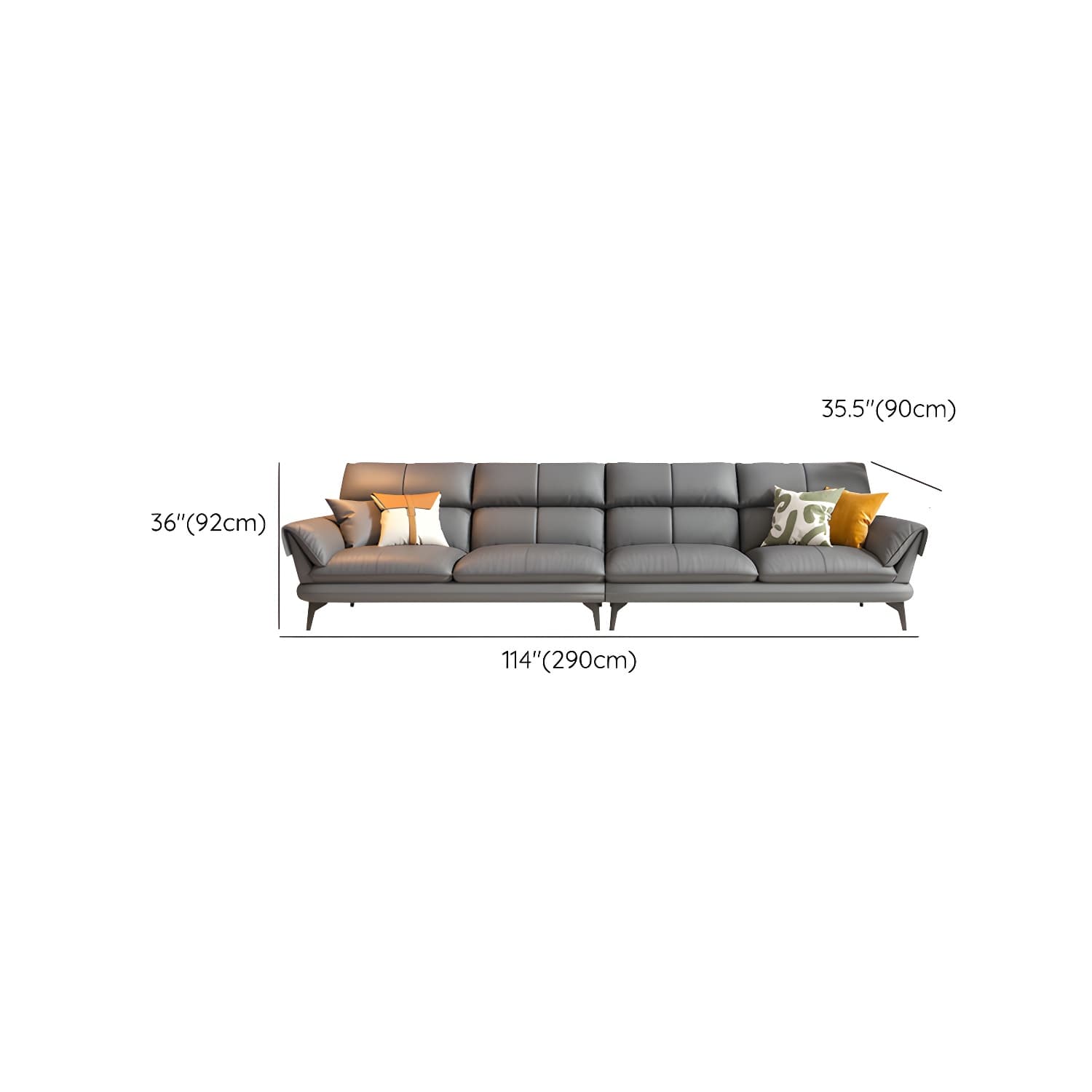 Modern Gray Tech Cloth Sectional with Flared Arms and Cushion Back - image 13