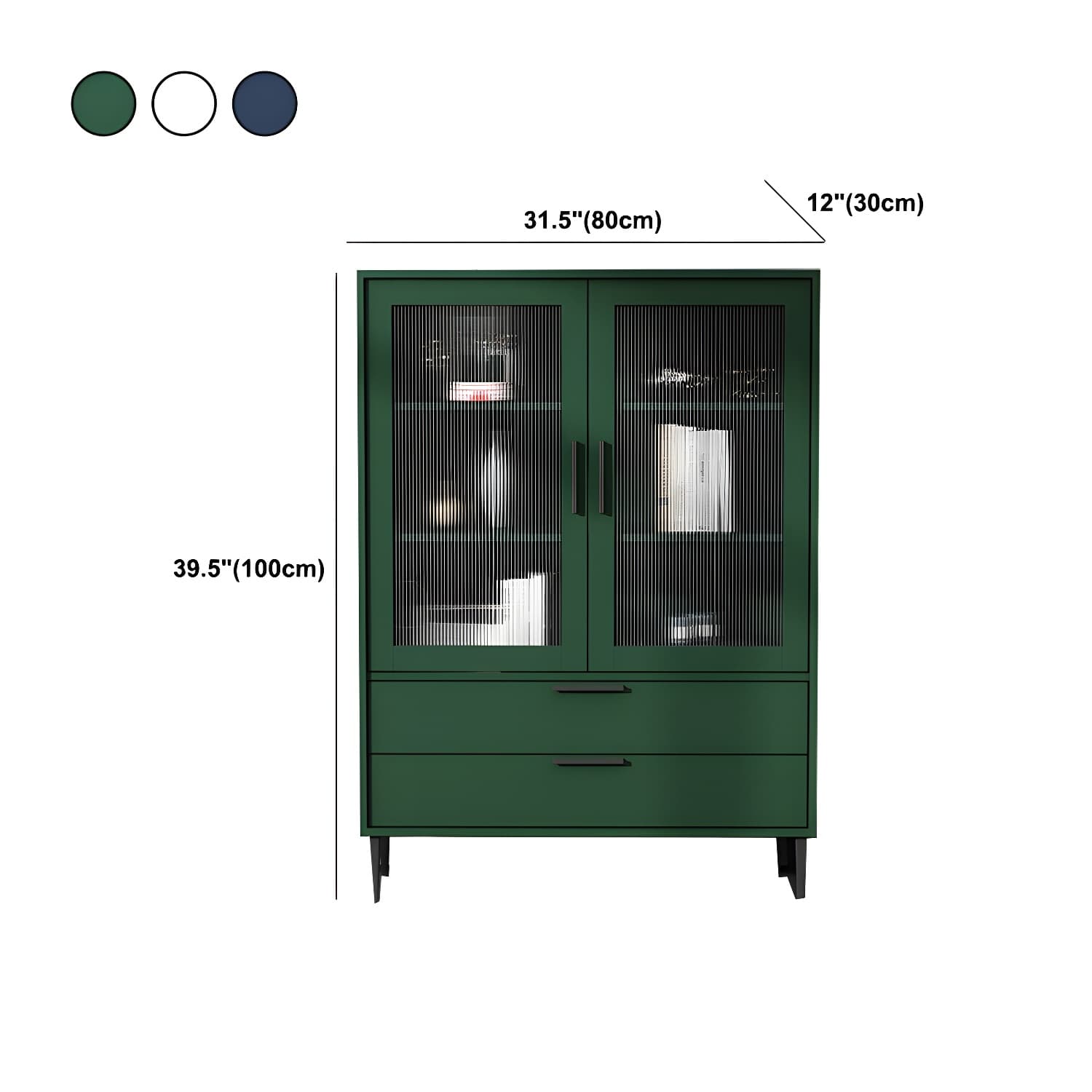 Wooden Accent Cabinet with Glass Door and 2 - Drawer 11.81" Wide Side Cabinet - image 17