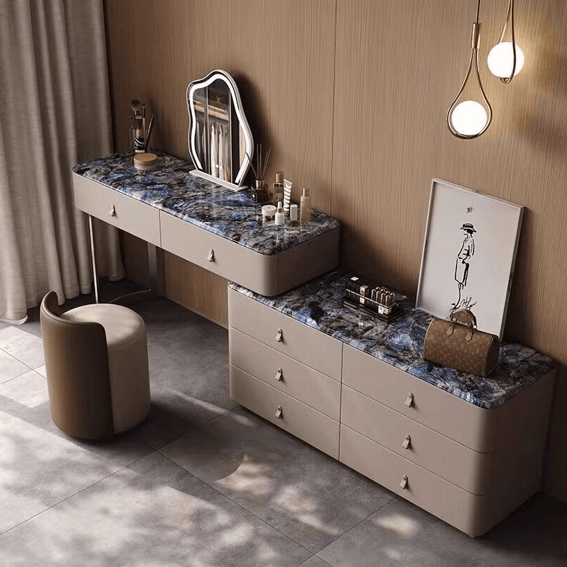 Multi-Purpose Tan Vanity Set with Lighting, Scalable Push-Pull, Adjustable Touch and Brightness - image 3