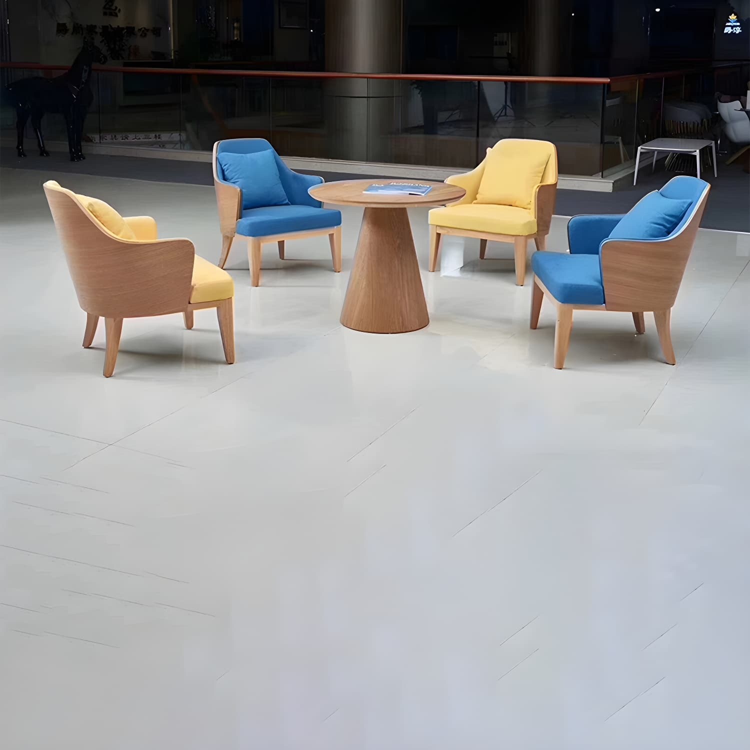 Scandinavian Pedestal Coffee Table Set Round Wooden Coffee Table for Living Room - image 11