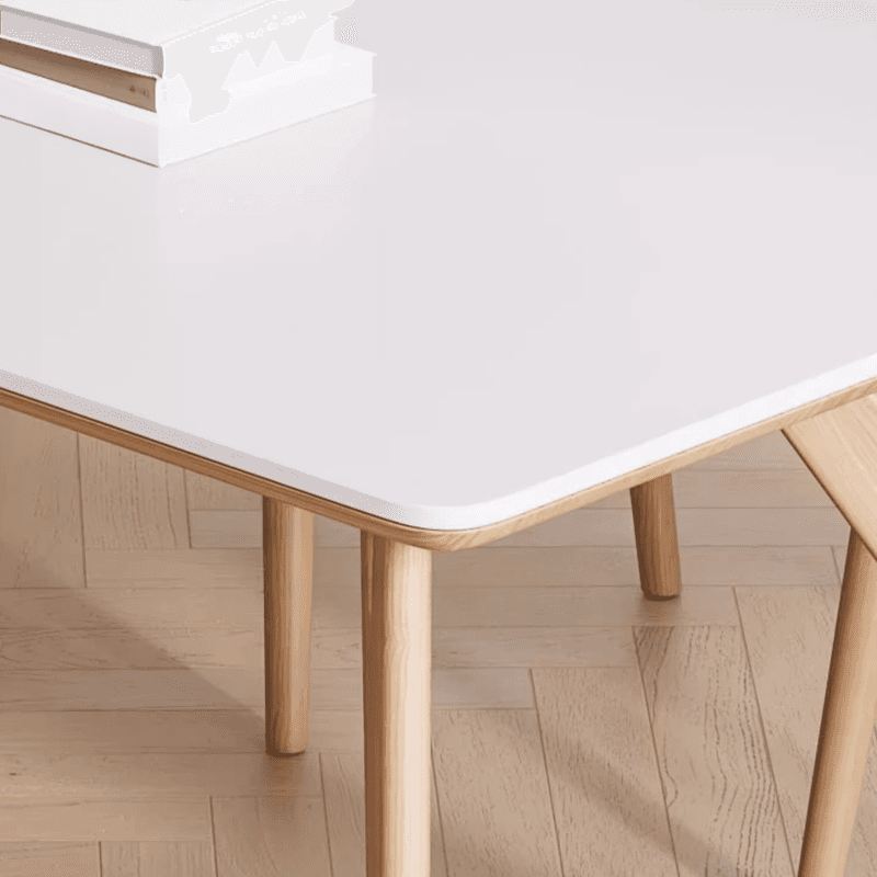 Dining Table Set with Slate Stone Top, Enclosed Back, Fixed Table, Padded Chair for 6 People in White - image 6