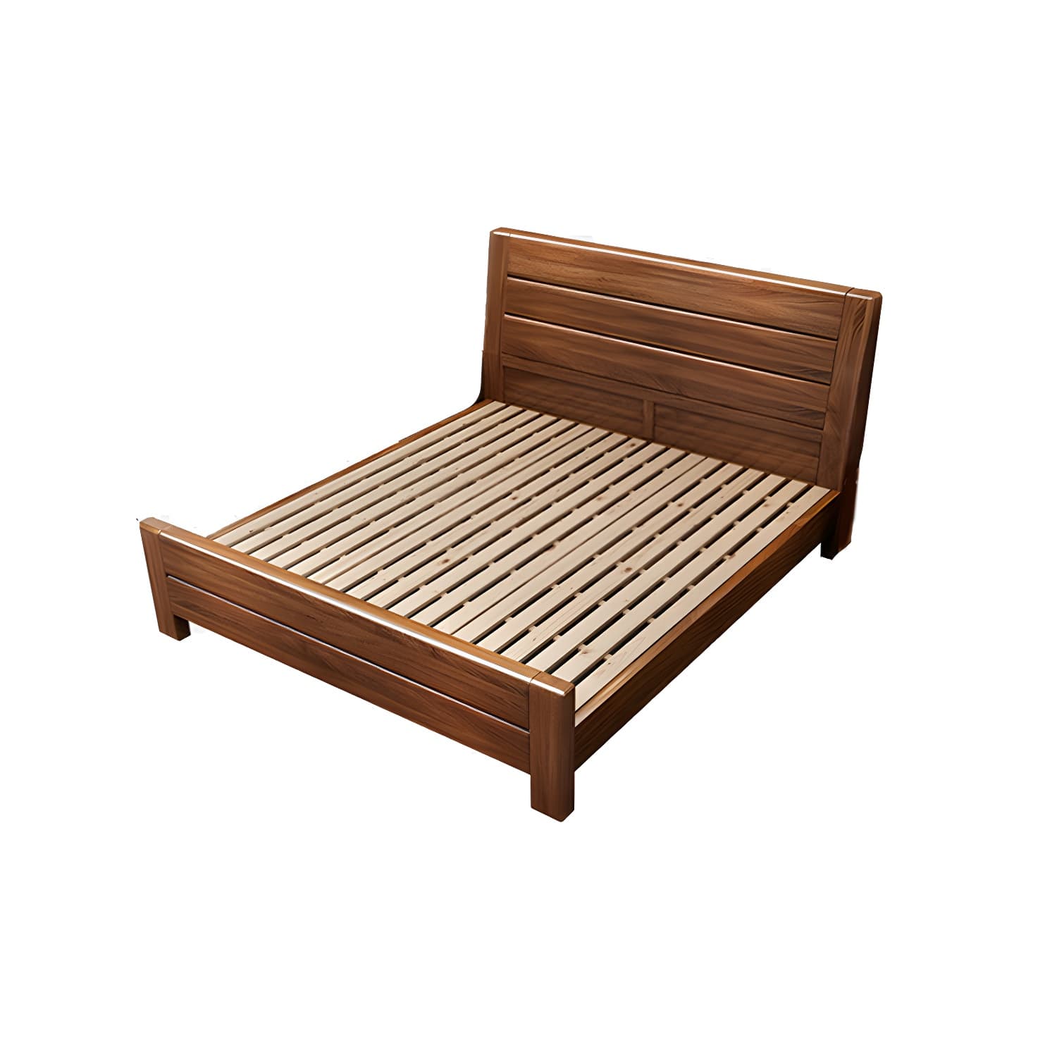 Mid-Century Modern Standard Bed Walnut Panel Bed with Headboard - image 14
