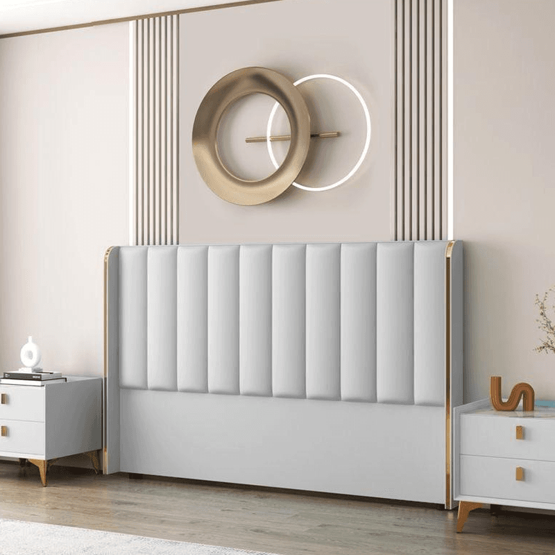 Modish Style Wingback Headboard in Timber with No Distressing, Rectangle Shape for King/Queen/Full Bed, Featuring Sponge Upholstery and Standard Height - image 5