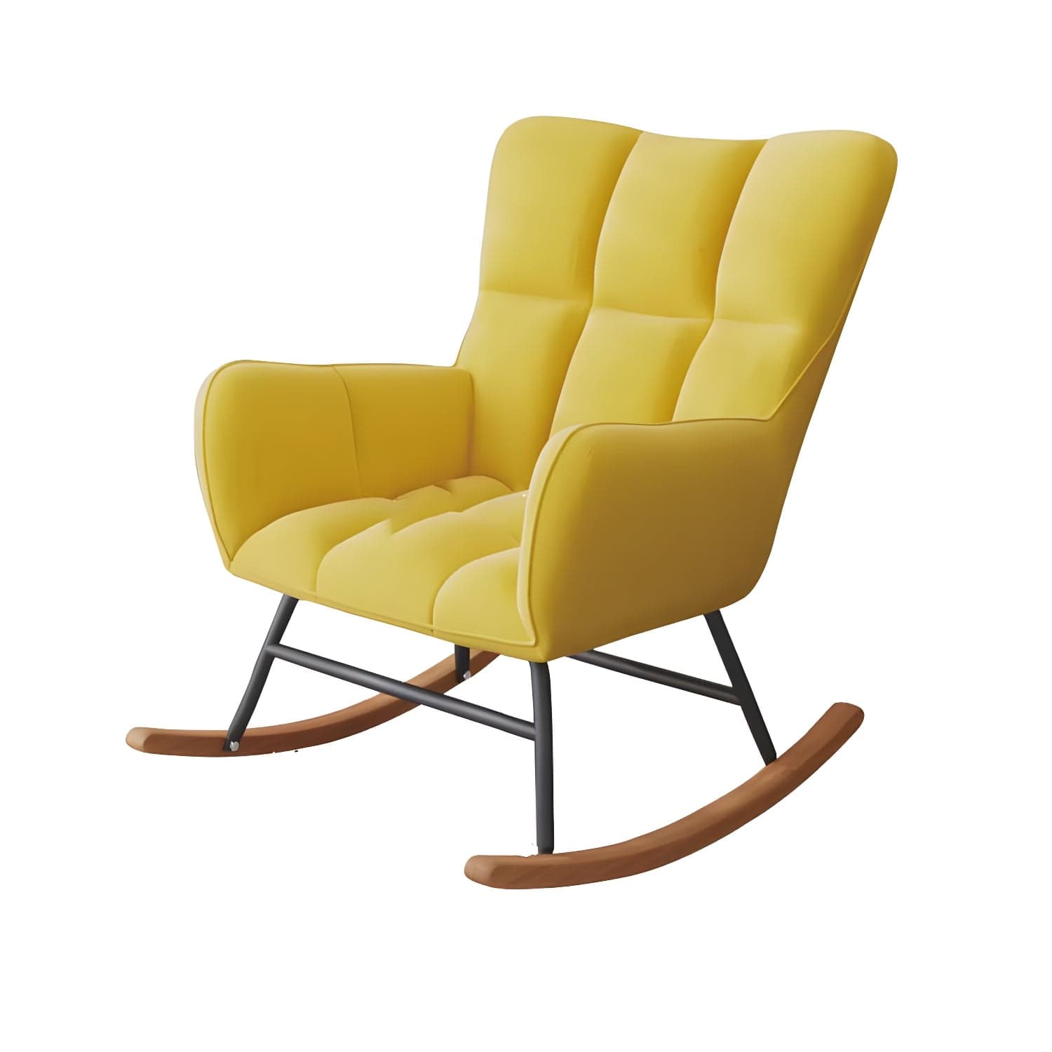 Modern Upholstered Rocking Chair for Comfort and Style - Brown Metal Legs and Track Arms - image 11