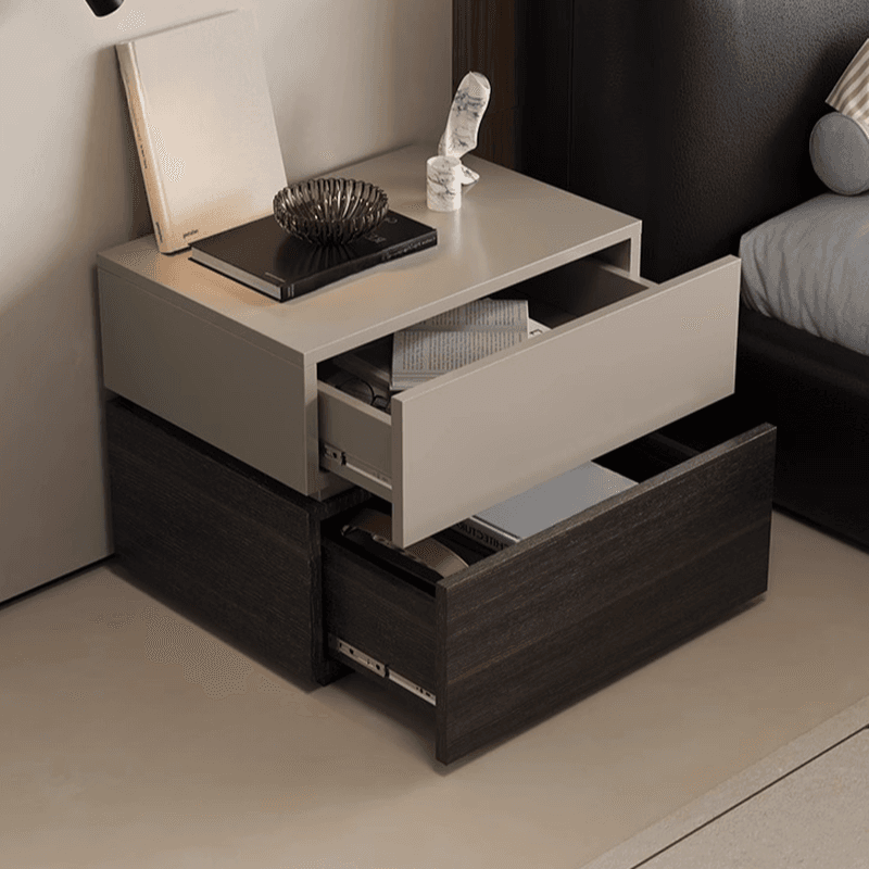 Organic Modern Nightstand With Drawer Organization Featuring 2 Drawers and Real Wood Countertop - image 7